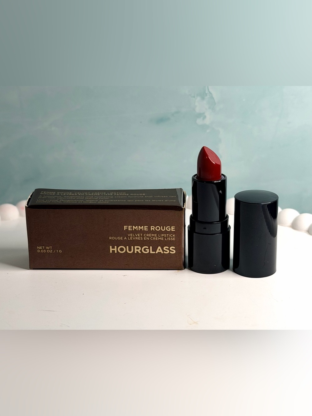 Hourglass Femme Rouge Velvet Creme Lipstick Icon Red Mini Travel Size .03oz 1g